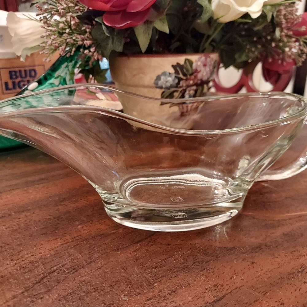 ANCHOR HOCKING VINTAGE 10oz Clear Glass GRAVY BOAT USA # 1028